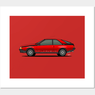 Renault Fuego Turbo coupe side profile Posters and Art